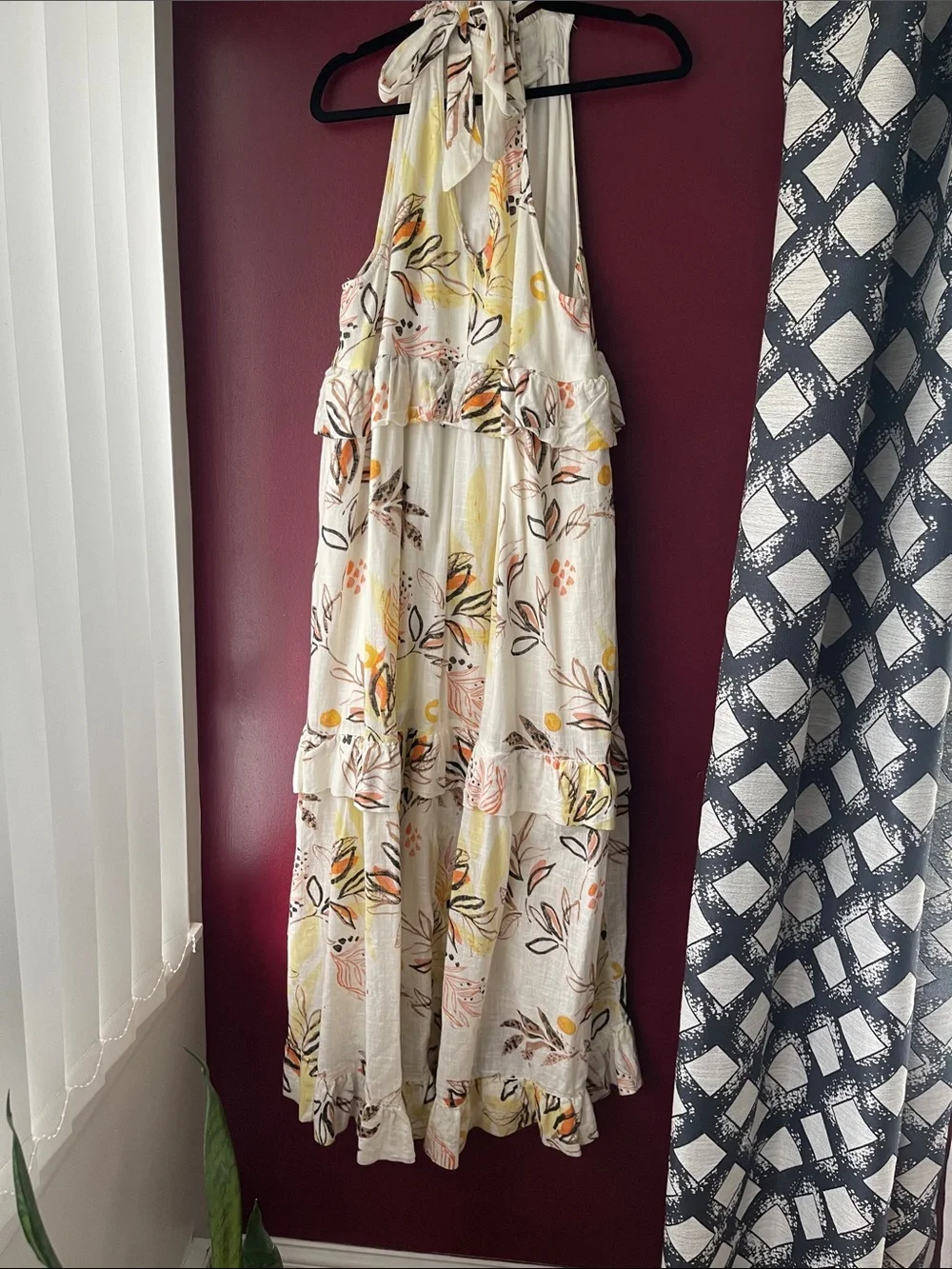 Free People Anita botanical tiered maxi dress in ivory combo. - Picture 9 of 9